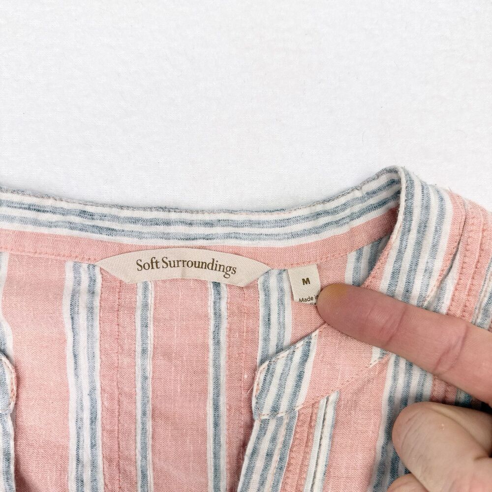 Soft Surroundings‎ Tunic Top Size Medium Pink Striped Lagenlook Mature Coastal - Picture 4 of 7